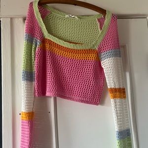 Multicoloured crochet top